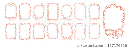 Ribbon Frame Set Outline 137176316