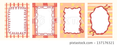 Frame Set With Ribbon Hand Drawn Frame Set With Ribbon Hand Drawn 137176321
