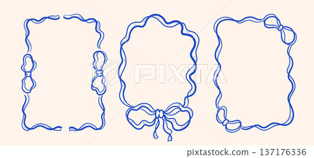 Ribbon Frame Set Hand Drawn 137176336
