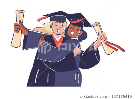 Graduate Friends Celebrate Ceremony Graduate Friends Celebrate Ceremony 137176419