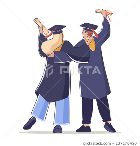 Graduate Duo Celebrate Achievement Graduate Duo Celebrate Achievement 137176450