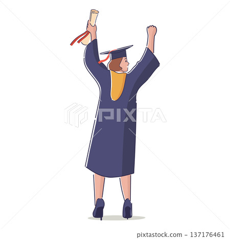 Graduate Celebrates With Diploma Cartoon Graduate Celebrates With Diploma Cartoon 137176461