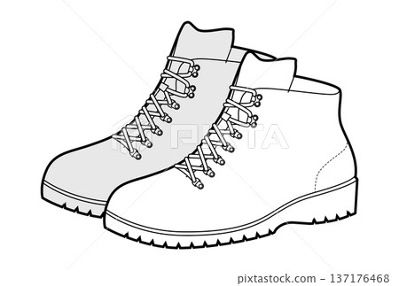 Light hiking boot women sketch pair. Clean lace utility boot for urban hike travel and casual outfit. Technical Light hiking boot women sketch pair. Clean lace utility boot for urban hike travel and casual outfit. Technical 137176468