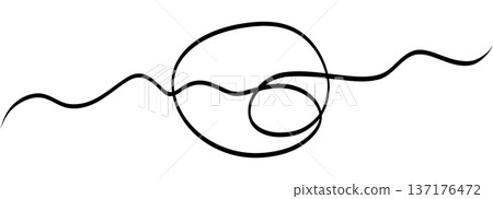 Abstract tangled cable squiggle forming loose ball of lines. Thin black thread loops and overlaps for dynamic chaos 137176472