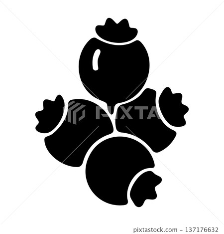 Minimalist black silhouette of a cluster of blueberries with decorative tops 137176632