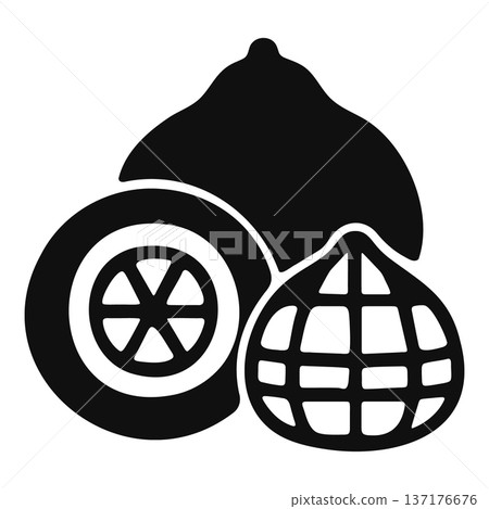 Abstract Black Silhouette of a Lemon, Wheel, and Globe 137176676