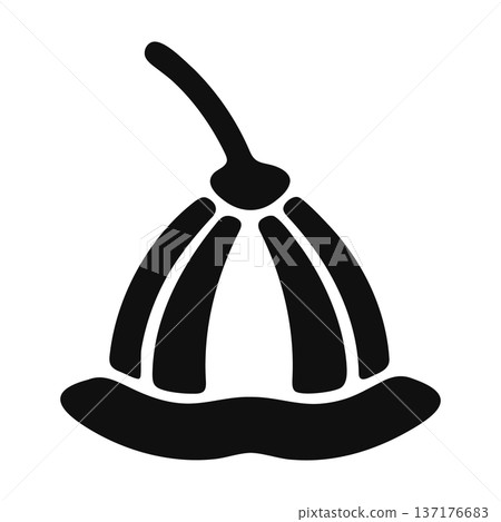 Stylized black silhouette of a jelly mold or gelatin dessert in simple vector icon style. Stylized black silhouette of a jelly mold or gelatin dessert in simple vector icon style. 137176683