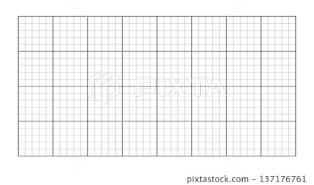 Black grid texture on notebook page. Checkered paper graph template for mathematics education, drafting or plotting, engineering or architecting measuring, cutting mat. Vector graphic illustration 137176761