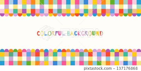 Colorful check vector border with copy space for text, Gingham backgrounds for kids Easter and summer designs, invitations, banners menu and recipes 137176868