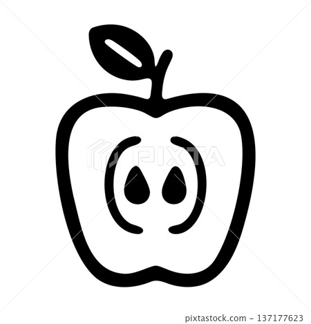 Simple Black Icon of a Half Apple with Seeds and Stem - Food Graphic Simple Black Icon of a Half Apple with Seeds and Stem - Food Graphic 137177623