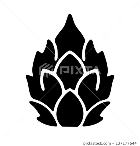 Stylized black silhouette of a hop cone, representing brewing and beer 137177644