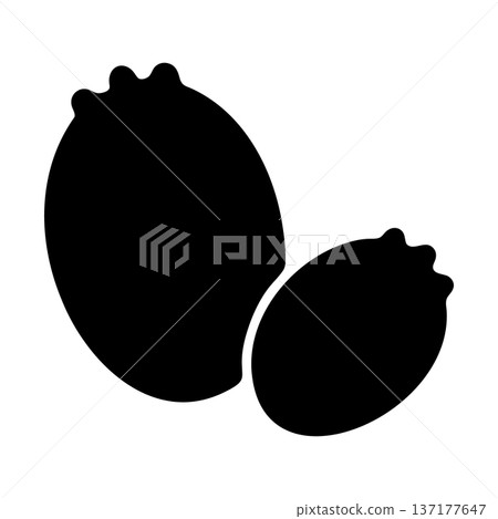 Two black silhouette berries, possibly blueberries or similar small fruit 137177647