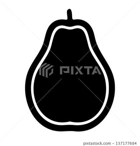 Clean black icon of a pear with a thick outline, isolated on a white background. 137177684