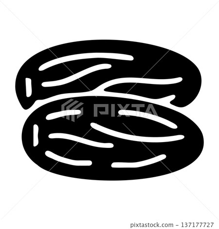 Two Simple Black Date Fruit Icons Vector Illustration for Healthy Snacks 137177727