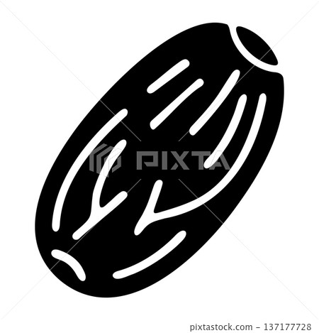 Single Black Date Fruit Icon Glyph Vector Art for Sweet and Healthy Food 137177728