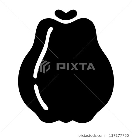 Tropical Guava Fruit Black Silhouette Icon for Exotic Food and Healthy Lifestyle Designs 137177760