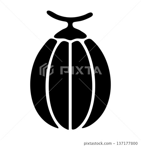 Minimalist Black Honeydew Melon or Gourd Icon Vector Illustration 137177800