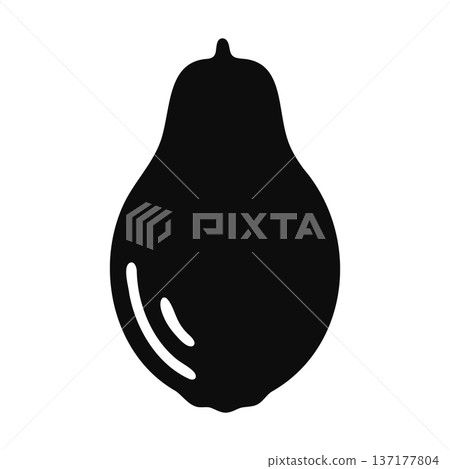 Simple Black Pear Fruit Icon with Stylized Lines Vector Graphic 137177804