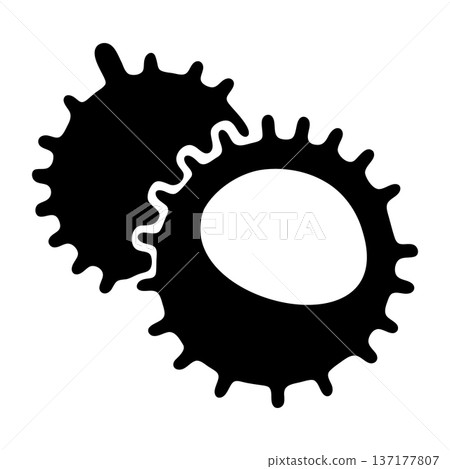 Interlocking Gears Icon with Oval Hole, Mechanical Process Concept 137177807