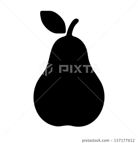 Classic Pear Icon. Black and White Vector Glyph for Fresh Fruit, Vegan Diet, and Grocery Stores. 137177812
