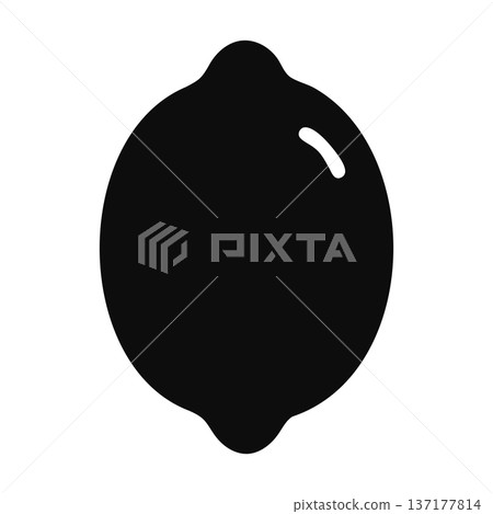 Lemon Citrus Fruit Icon. Black and White Vector Glyph for Sour Produce, Drinks, and Healthy Living. 137177814