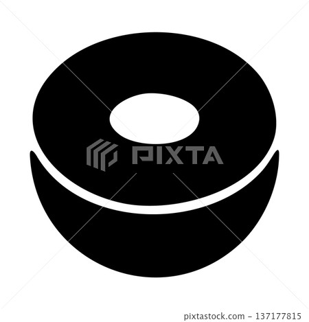 Stylized Fruit Slice Icon. Abstract Black and White Vector Graphic for Healthy Food Concepts. 137177815