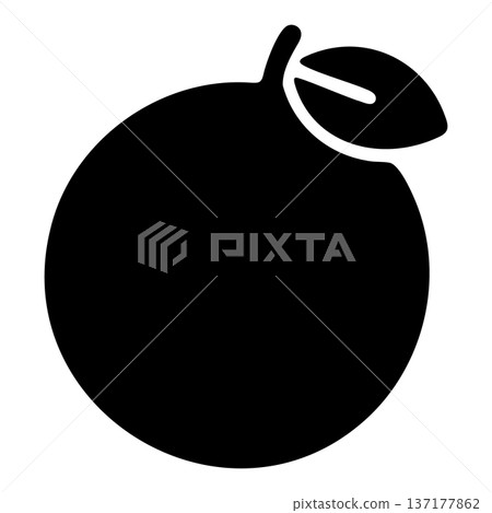 Orange Fruit with Leaf Black Icon - Simple Vector Glyph for Citrus, Juice, and Healthy Food Concepts Orange Fruit with Leaf Black Icon - Simple Vector Glyph for Citrus, Juice, and Healthy Food Concepts 137177862