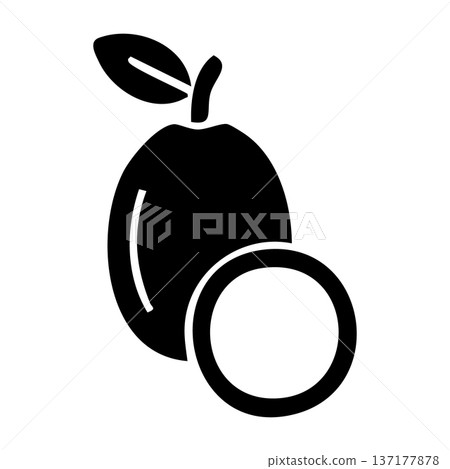 Black Plum Fruit Icon with Leaf and Slice - Simple Food Graphic Element Black Plum Fruit Icon with Leaf and Slice - Simple Food Graphic Element 137177878