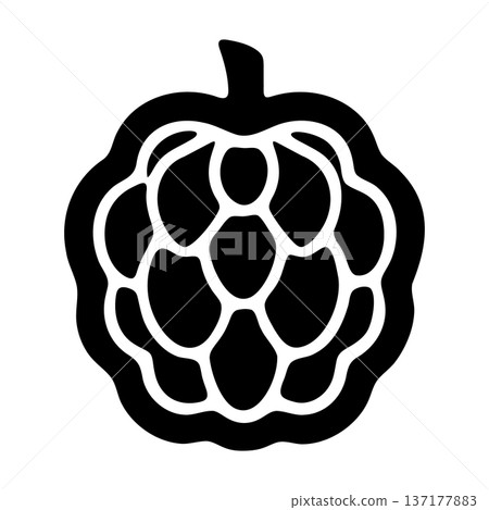 Custard Apple or Cherimoya Fruit Icon - Black Tropical Food Graphic 137177883