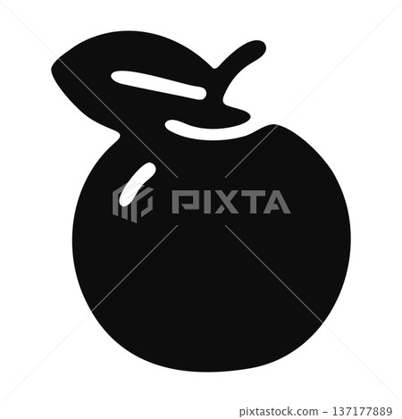 Simple Black Glyph Apple Icon for Healthy Food and Nutrition Applications 137177889