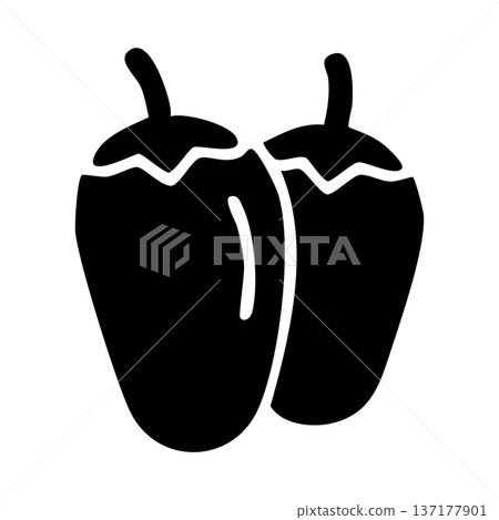 Two Fresh Bell Peppers or Chili Peppers Glyph Icon Vector Illustration Two Fresh Bell Peppers or Chili Peppers Glyph Icon Vector Illustration 137177901