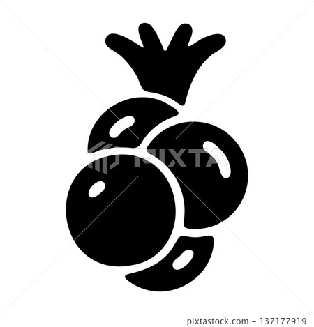 Minimalist Black Cluster of Berries Icon with Decorative Top Element 137177919