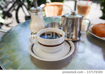 Terrace cafe and hot coffee Terrace cafe and hot coffee 137178389
