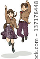 High school students (junior high school students) jumping with smiles 137178448