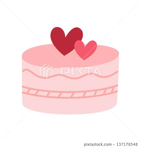Valentine's Cake Graphic With Hearts Illustration 137178548