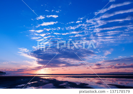 黎明時分，靜謐的潮灘 137178579