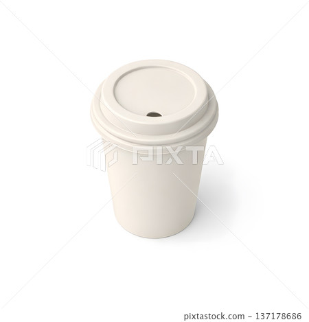 Takeaway coffee cup 3D simple icon (white background) 137178686