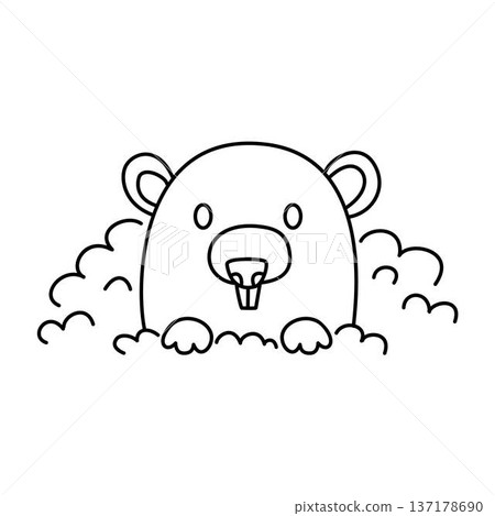 Cute Groundhog Day Character outline 137178690