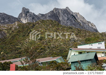 Part of Kinabalu mountains peak seen from Panalaban base camp (3272 m) is where all climbers spend the night after their first day of climbing to Mt.Kinabalu, Malaysia. 137178807
