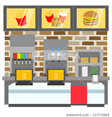 Burger shop cash register 137178808