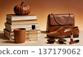 Caramel Autumn Retro Texture Living Aesthetic Still Life Composition 137179062