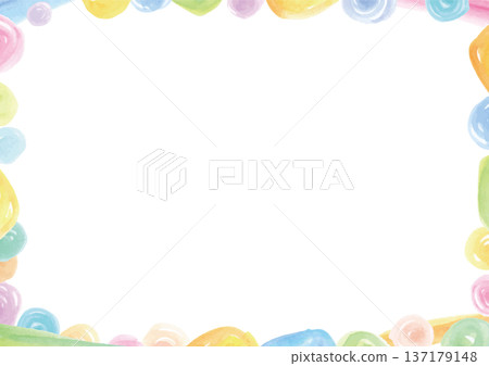 Watercolor hand-painted colorful circle frame with a fun atmosphere Watercolor hand-painted colorful circle frame with a fun atmosphere 137179148
