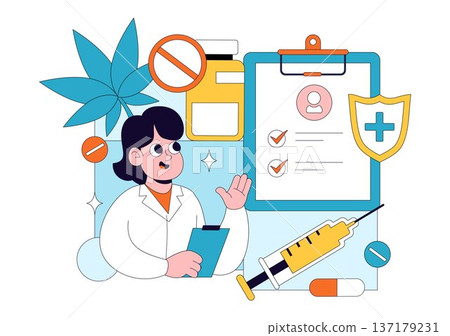 Narcologist Vector Illustration Featuring Drug Addiction Awareness And Issues Related To Alcohol And Tobacco In Healthcare Flat Background Narcologist Vector Illustration Featuring Drug Addiction Awareness And Issues Related To Alcohol And Tobacco In Healthcare Flat Background 137179231