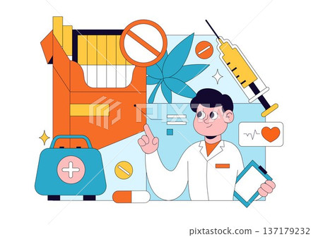 Narcologist Vector Illustration Featuring Drug Addiction Awareness And Issues Related To Alcohol And Tobacco In Healthcare Flat Background Narcologist Vector Illustration Featuring Drug Addiction Awareness And Issues Related To Alcohol And Tobacco In Healthcare Flat Background 137179232