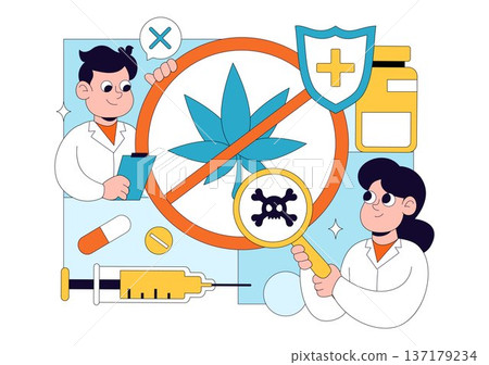 Narcologist Vector Illustration Featuring Drug Addiction Awareness And Issues Related To Alcohol And Tobacco In Healthcare Flat Background 137179234