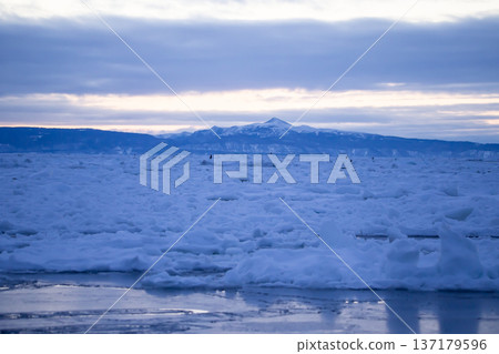 Drift ice and Kunashiri Island Drift ice and Kunashiri Island 137179596
