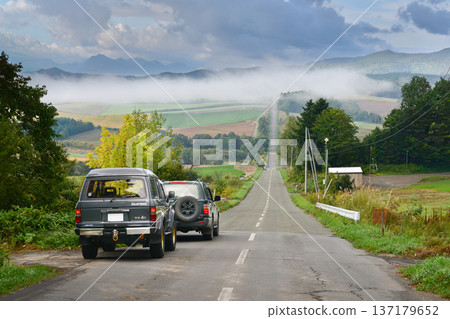 A car driving on an up-and-down road 137179652
