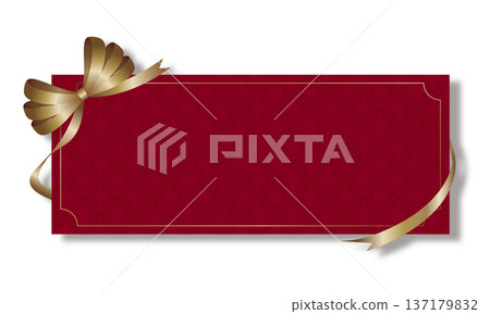 A luxurious gift card base with a triple ribbon decoration (red) 137179832