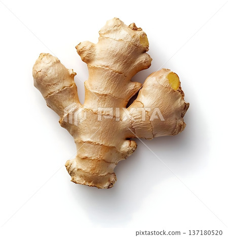 Fresh Ginger Root Isolated on White Background Ideal for Culinary and Health Applications 137180520