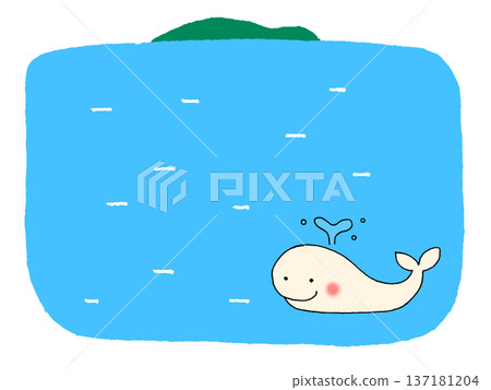 海洋和鯨魚背景插圖，島嶼 137181204